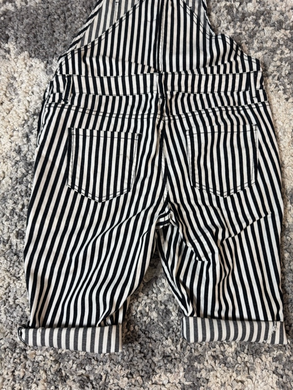Forever 21, Mens Black and White Striped Denim Overalls, US Size: 30 - Picture 8 of 11